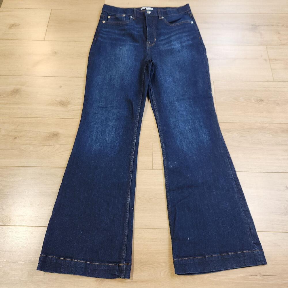 Spanx ReDefine Flare Jeans Womens 14 Blue High Rise Stretch Denim Pants